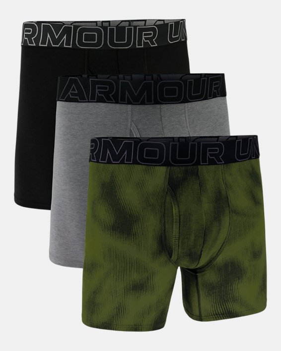Bóxer con estampado de 15 cm UA Performance Cotton Boxerjock® para hombre - Paquete de 3, Green, pdpMainDesktop image number 2